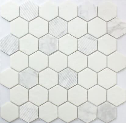 Carrara 12x12 Hexagon Mosaic FWMGST1001