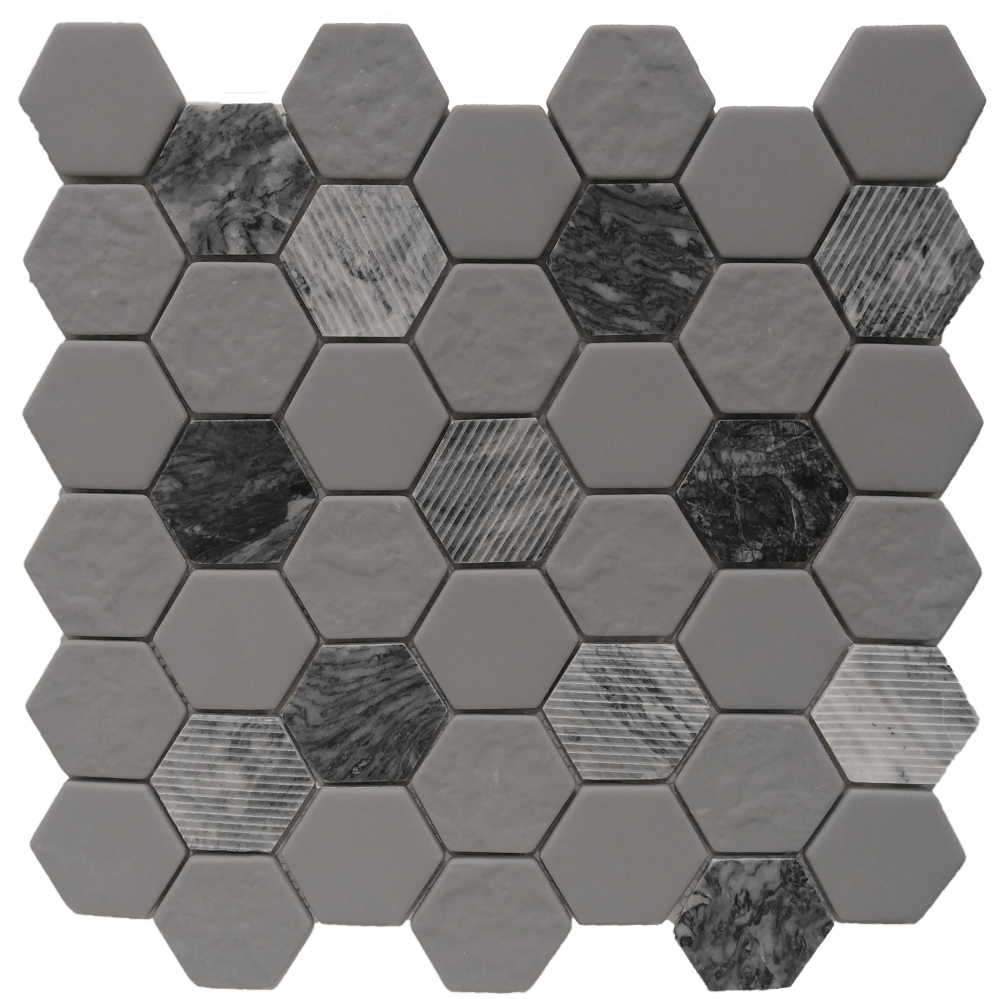 Gray Granite 12x12 Hexagon Mosaic FWMGST2005