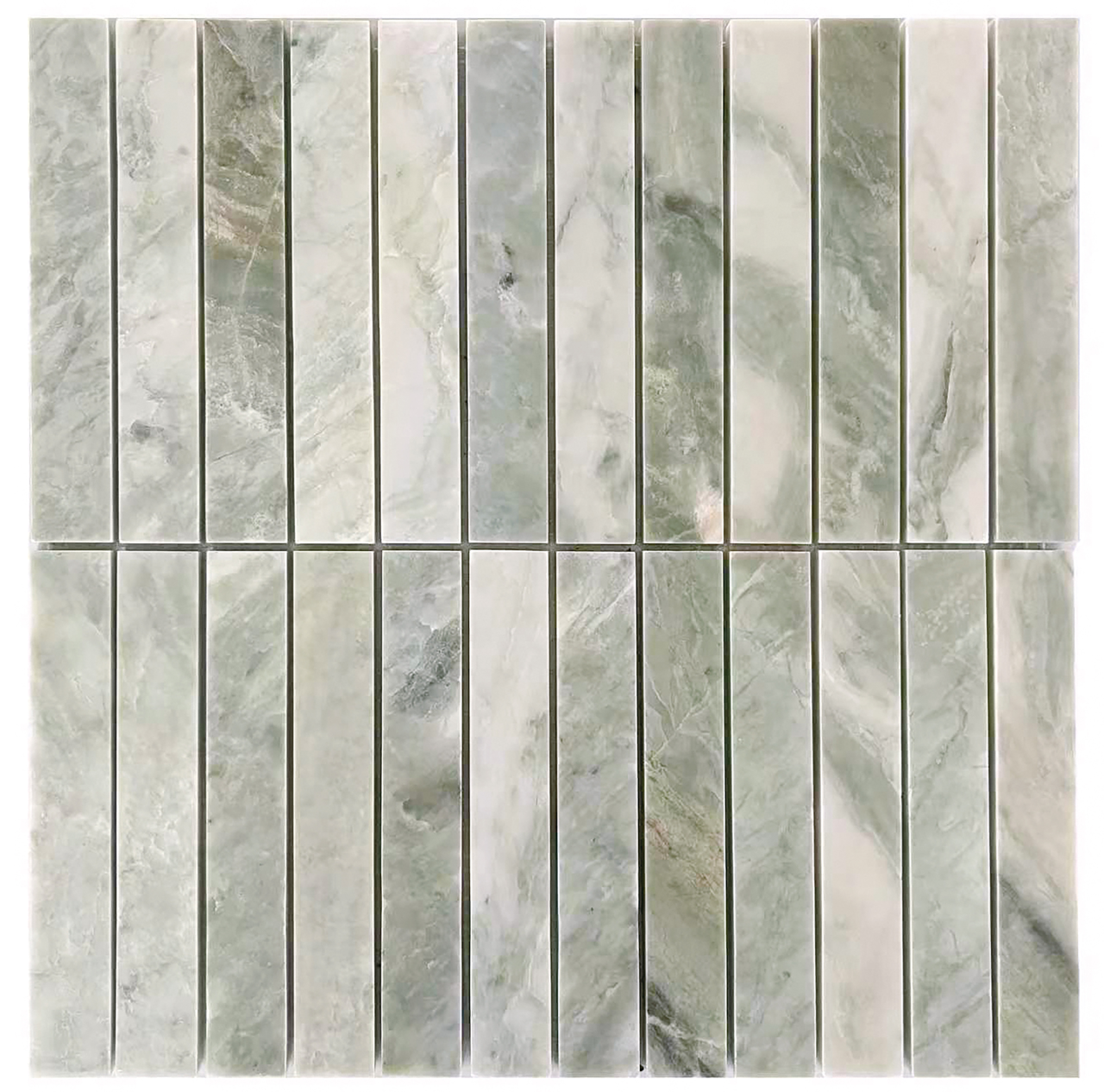 Green Mix Stacked 12x12 Mosaic UGREMT1212S
