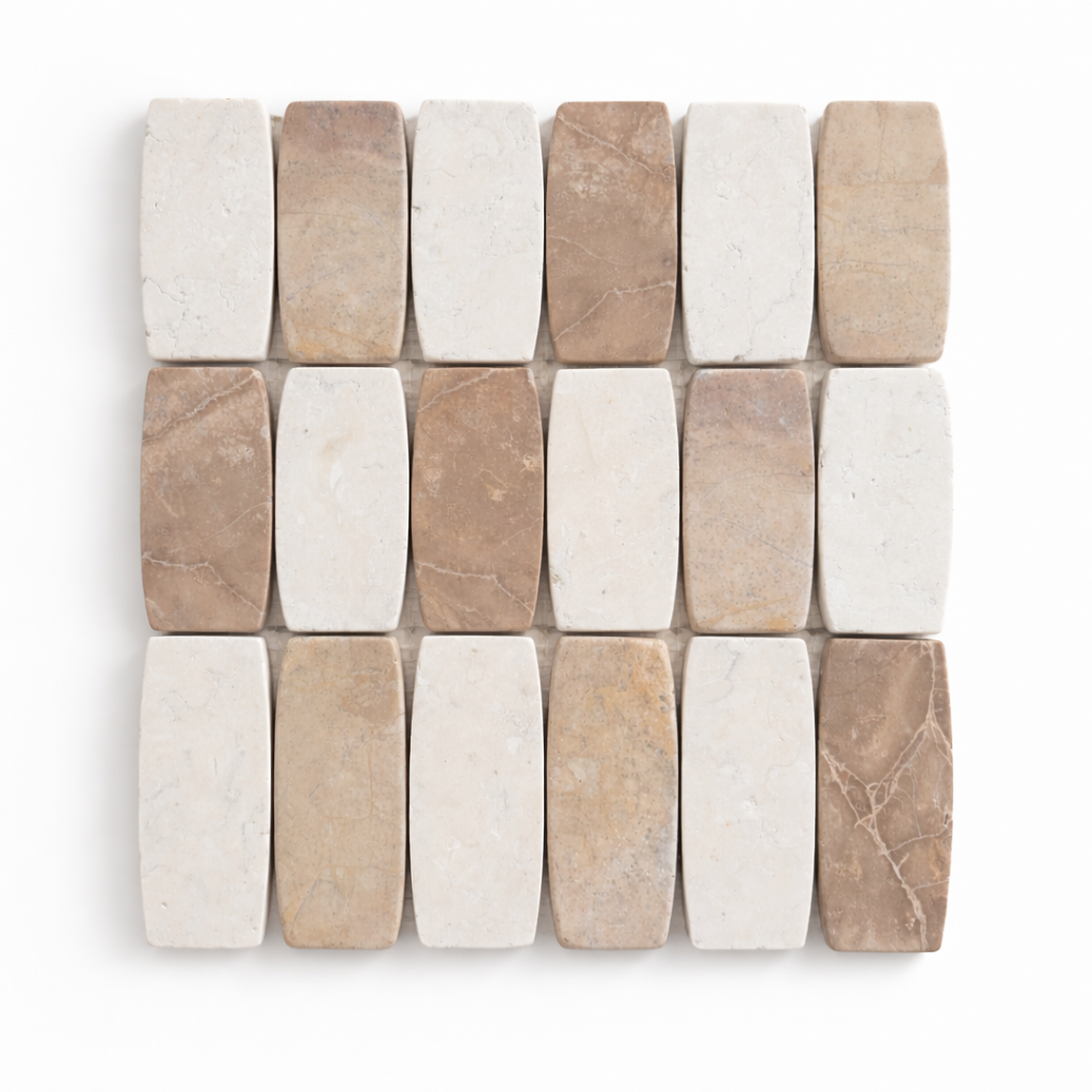White Capuccino 2x4 Oval 12x12 Mosaic URRFWCOV11M