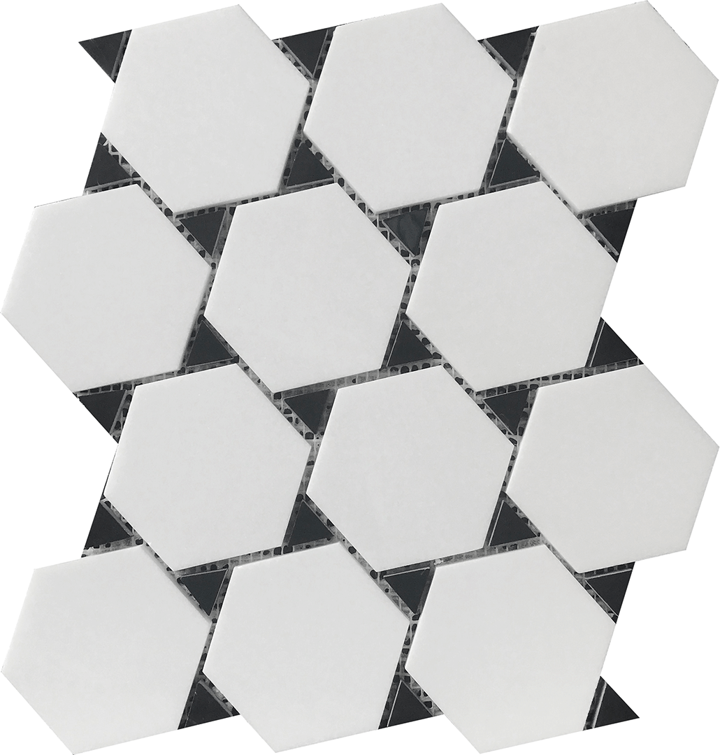 Thassos & Nero Marquina Dot 11X12 Mosaic USTHXWM08