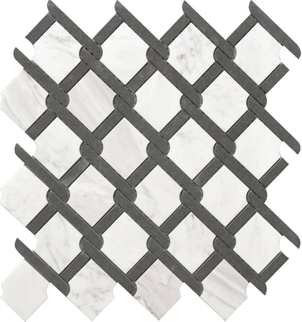 Black & White Medallion 12x12 Marble Mosaic USTMNETB009
