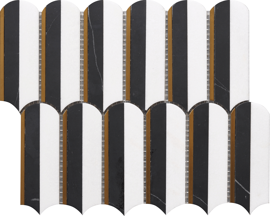 Oval Nero Marquina & Thassos 10X11 Mosaic USTMOVWM01 Residential Only