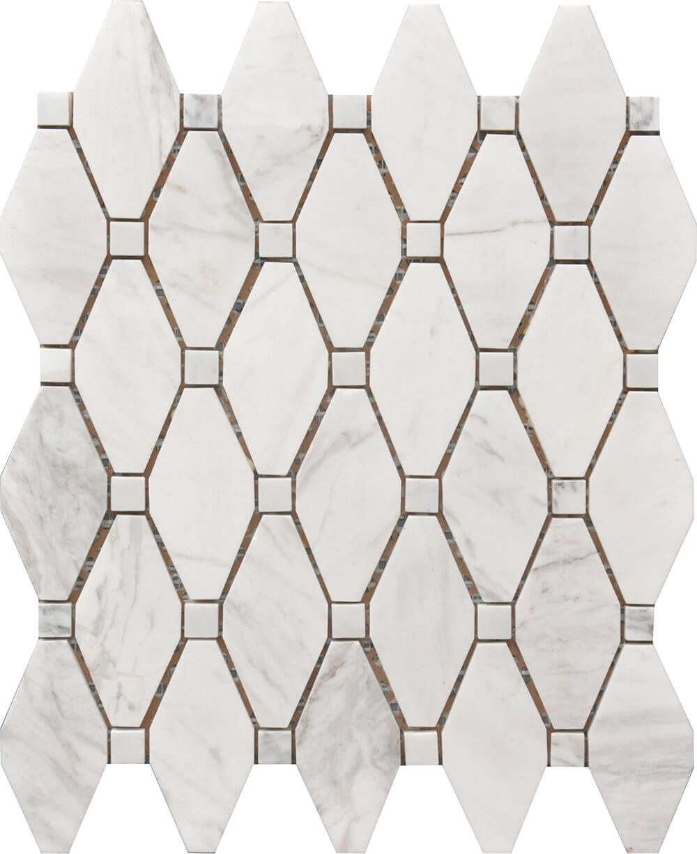 Large Rhombus 12x12 Marble Mosaic USTMROMB006