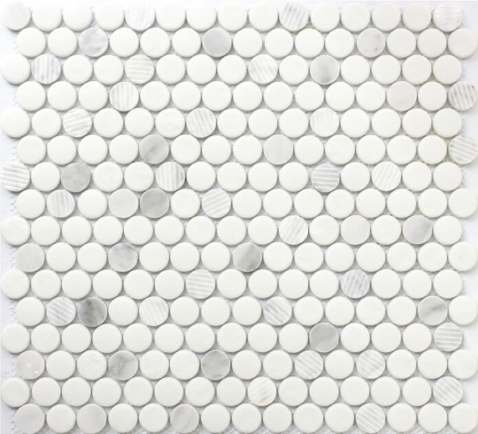 Carrara 12x12 Penny Round Mosaic FWMGST1002