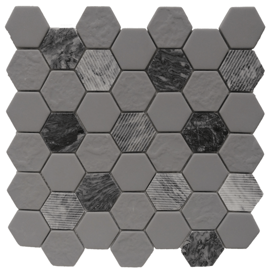 Gray Granite 12x12 Hexagon Mosaic FWMGST2005