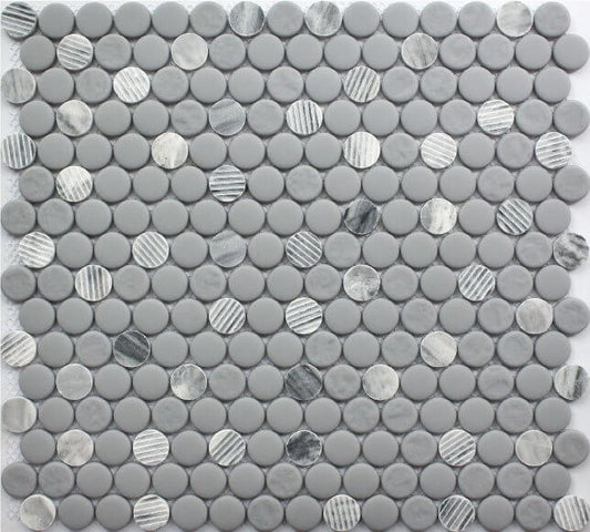 Gray Granite 12x12 Penny Round Mosaic FWMGST2009
