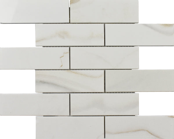 Calacata Gold Brick 12x12 Mosaic UCALBRG1ZGE