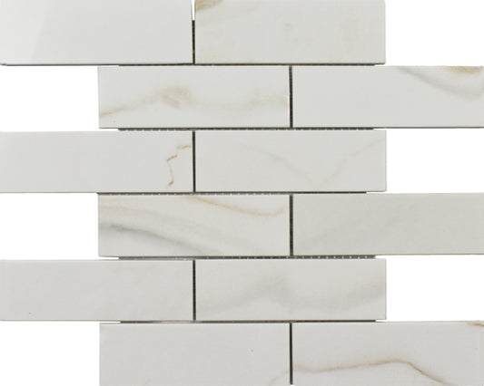 Calacata Gold Brick 12x12 Mosaic UCALBRG1ZGE
