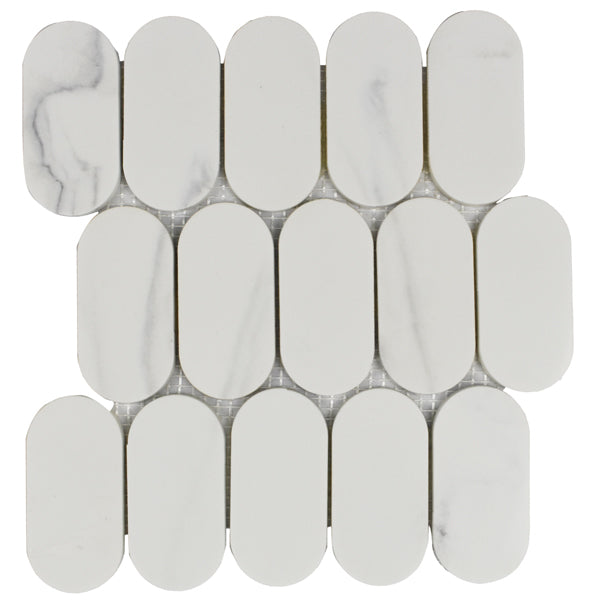 Calacata Oval 10x10 Mosaic UCALOVA1ZGE