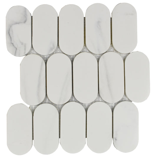 Calacata Oval 10x10 Mosaic UCALOVA1ZGE