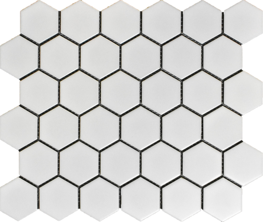White Matte 12×12 Hexagon Mosaic (2×2) UFCC102SAMG