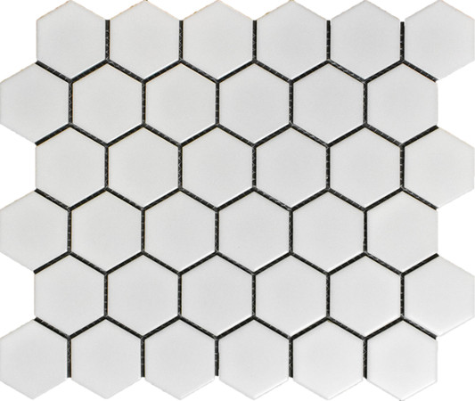 White Matte 12×12 Hexagon Mosaic (2×2) UFCC102SAMG
