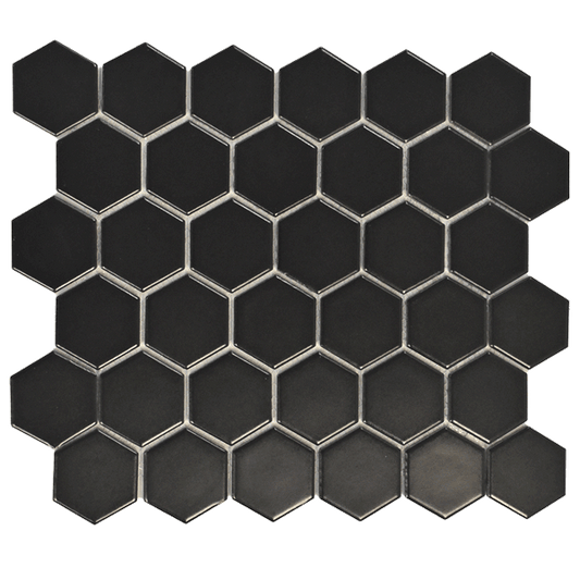BlackMatte12x12HexagonMosaic 2x2 UFCC103
