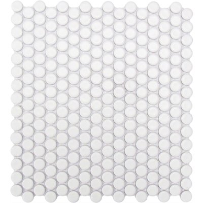 White Matte 12x12 Penny Round Mosaic UFCC108