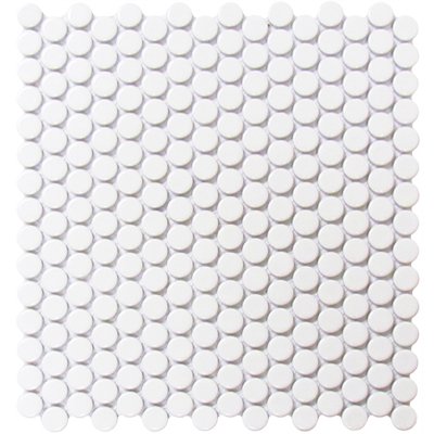 White Bright 12x12 Penny Round Mosaic UFCC109