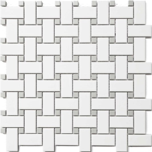 White   Gray 12x12 Basket Weave Mosaic UFCC115SAMG