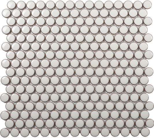 Pearl White Bright 12×12 Penny Round Mosaic UFCC125-12MT
