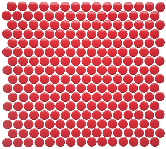 Bright Red Pepper 12x12 Penny Round Mosaic UFCC139SABG