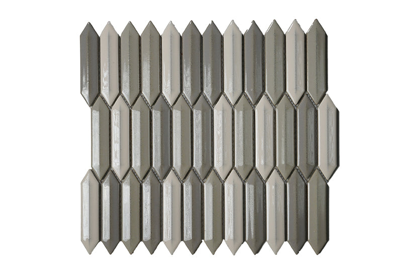 Mixed Gray, Taupe & White Bright 1x4 3D Picket 12x12 Mosaic UFCC142-12MT *Wall Only