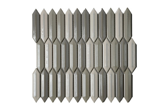 Mixed Gray, Taupe & White Bright 1x4 3D Picket 12x12 Mosaic UFCC142-12MT *Wall Only