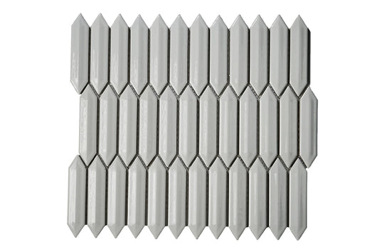 White Bright 1"x4" 3D Picket 12"x12" Mosaic UFCC143-12MT *Wall Only