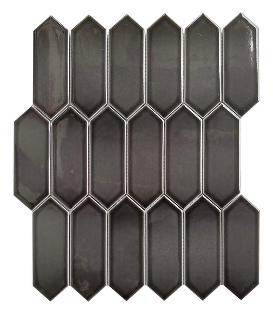 Black Picket 12x12 Bright Mosaic UFCC170SPBG