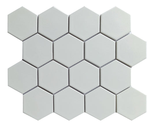 White Hexagon 3x3 Hex 12x12 Matte Mosaic UFCC171SABG