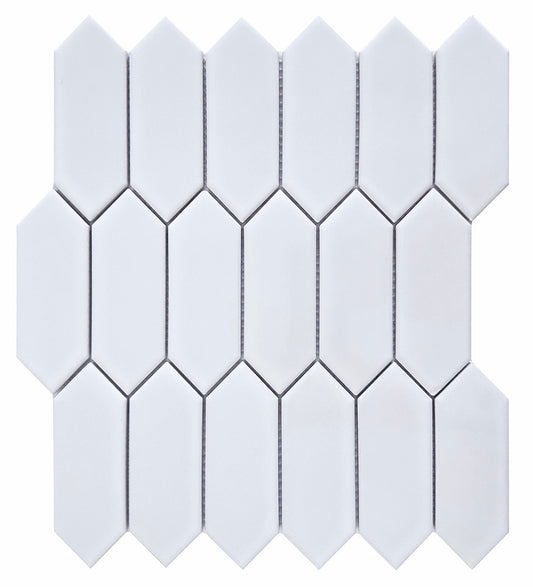 White Picket 12x12 Bright Mosaic UFCC171SPBG