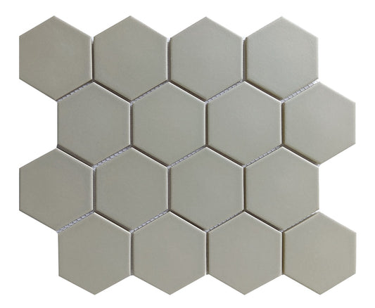 Tender Gray Hexagon 3x3 Hex 12x12 Matte Mosaic UFCC761SABG