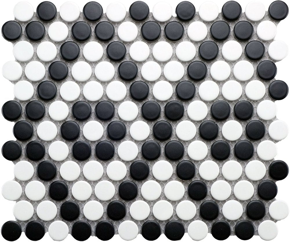 White Matte 10x9 Penny Round Mosaic UFCCBLWSAMG