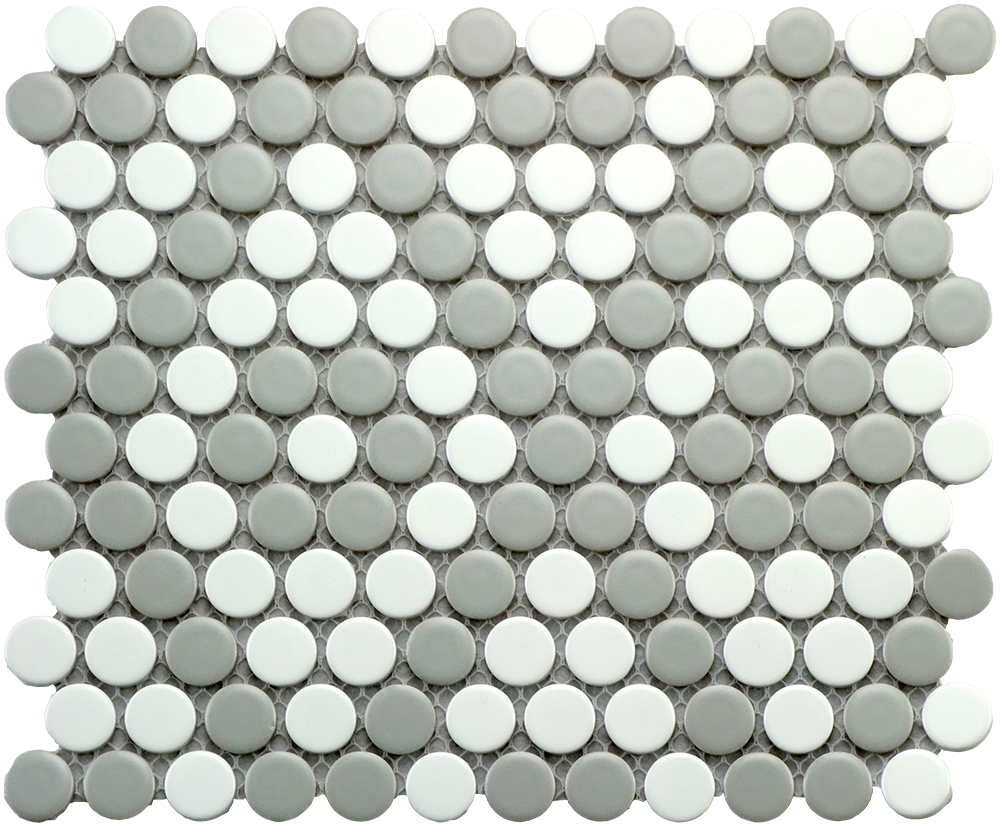 White Rounded Color Matte White Matte 10x9 Penny Round Mosaic UFCCGRW – Rodriguez Tile Group