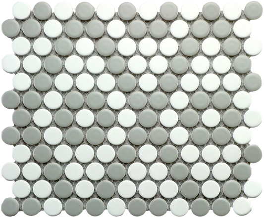 White Matte 10x9 Penny Round Mosaic UFCCGRW
