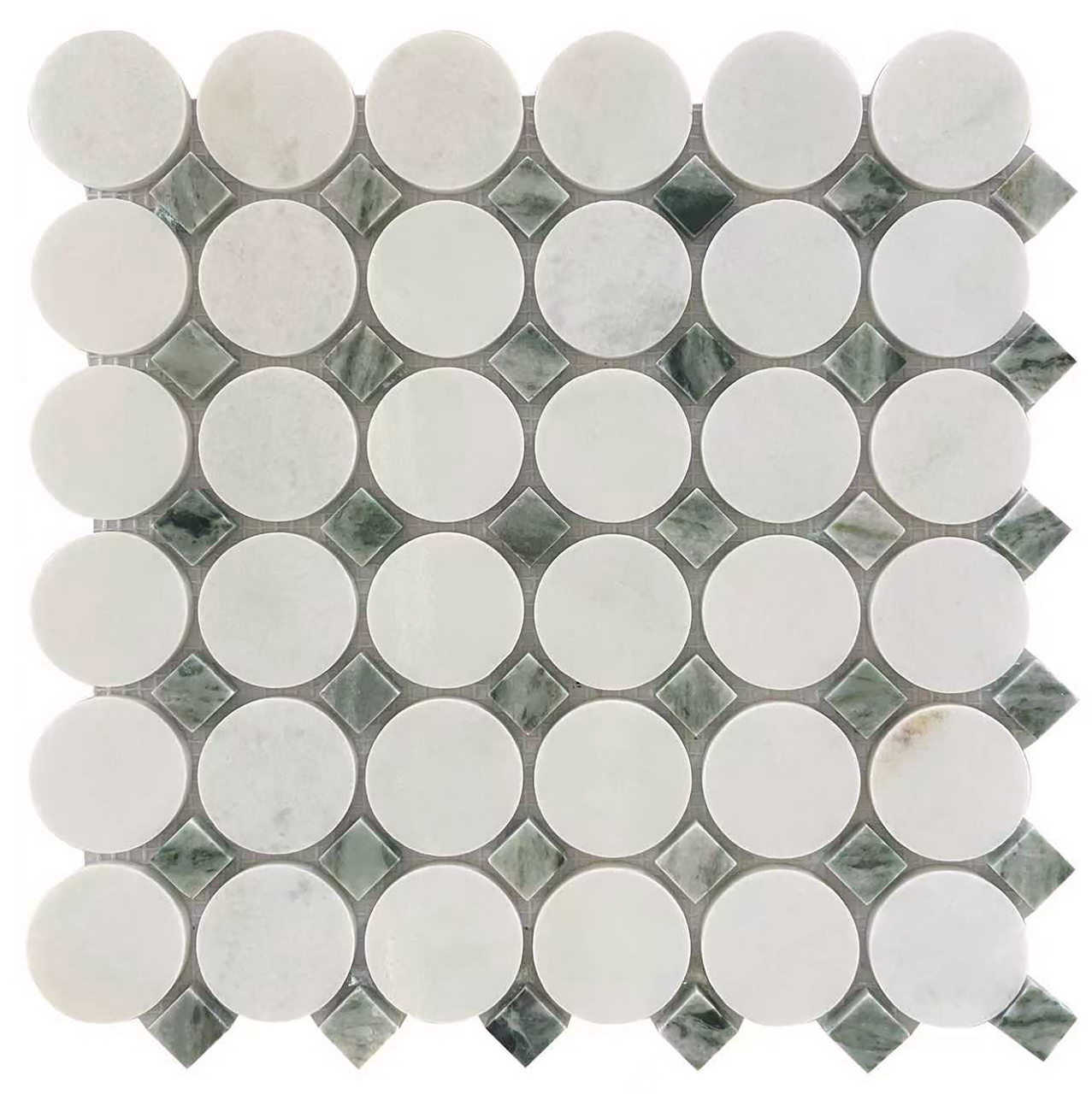 Green Mix Circle 12x12 Mosaic UGREMT1212C