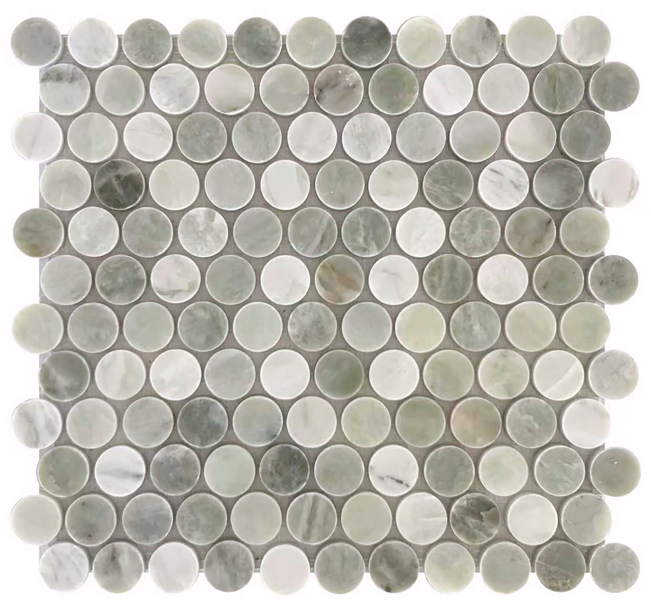 Green Mix Penny Round 12x12 Mosaic UGRMT1212PR