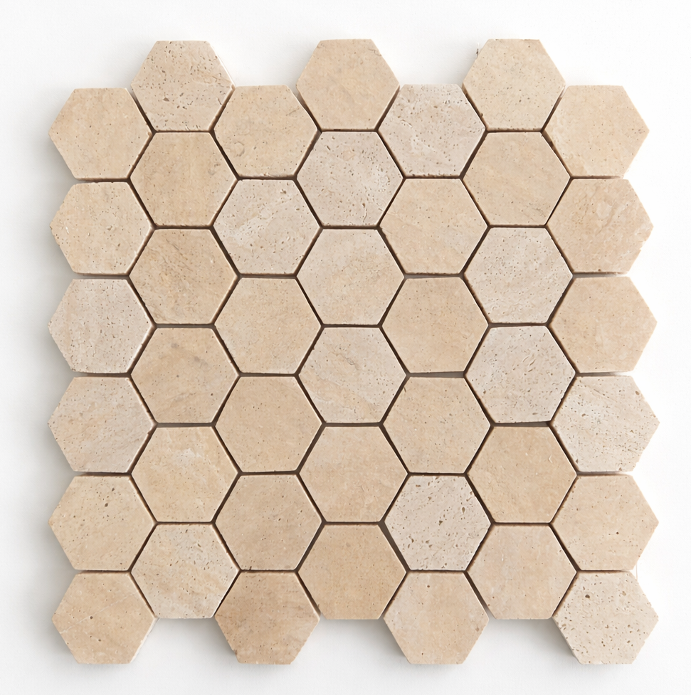Travertine 2x2 Hex 11x11 Mosaic URRFTRHX11M