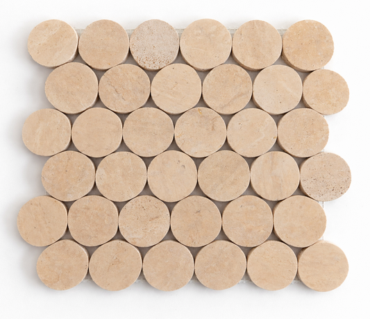 Travertine 2x2 Penny Round 11x12 Mosaic URRFTRPR11M