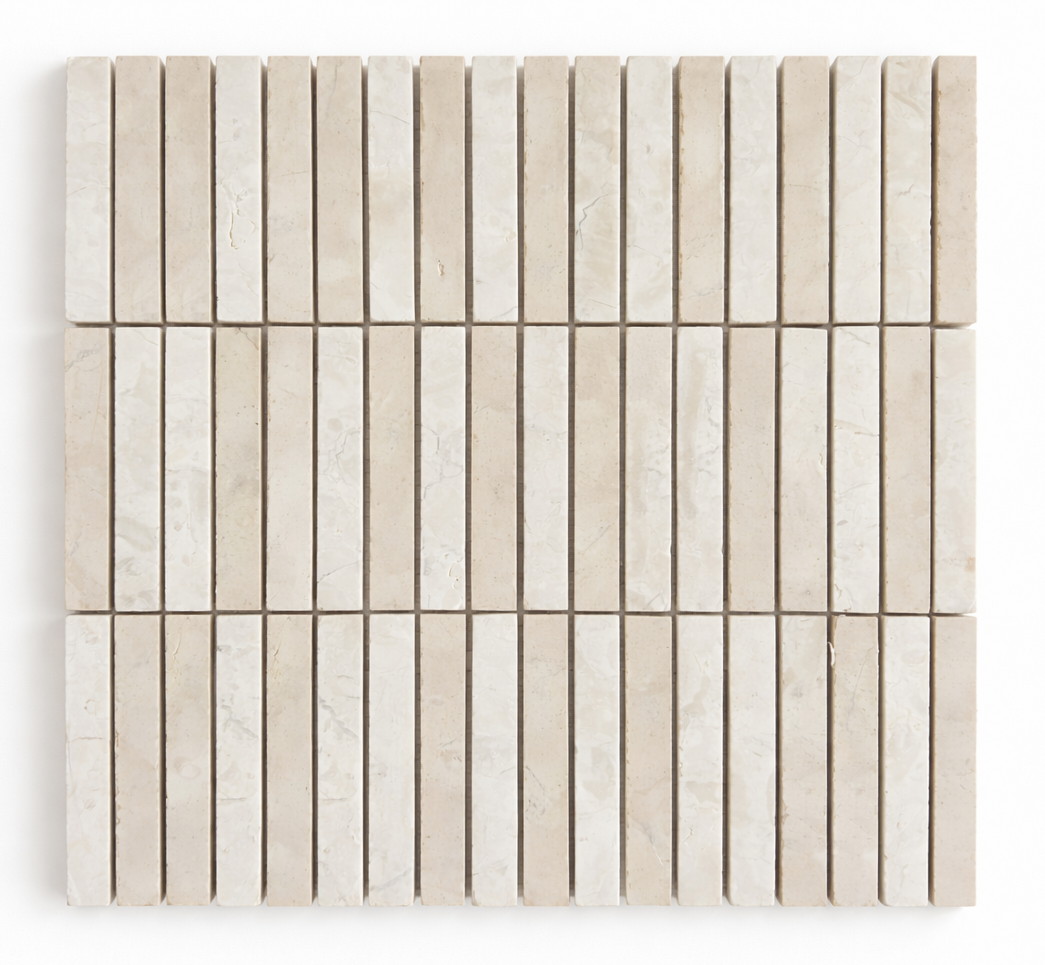 White Capuccino Stacked 12x12 Mosaic URRFWCST11M