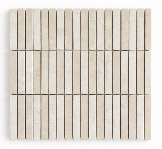 White Capuccino Stacked 12x12 Mosaic URRFWCST11M