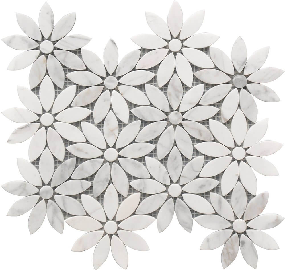 Daisy Flower 10x12 Marble Mosaic USTMMFLO004