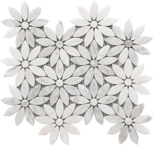 Daisy Flower 10x12 Marble Mosaic USTMMFLO004