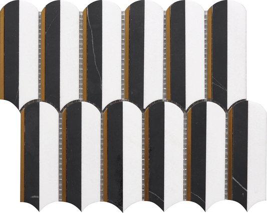 Oval Nero Marquina & Thassos 10X11 Mosaic USTMOVWM01 Residential Only