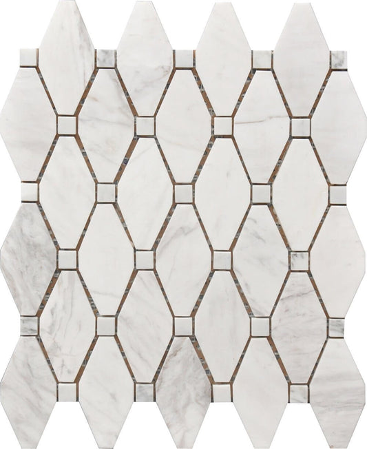 Large Rhombus 12x12 Marble Mosaic USTMROMB006