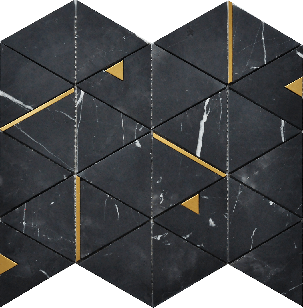 Nero Marquina Triangle 12X14 Mosaic USTMTRWM05 Residential Only