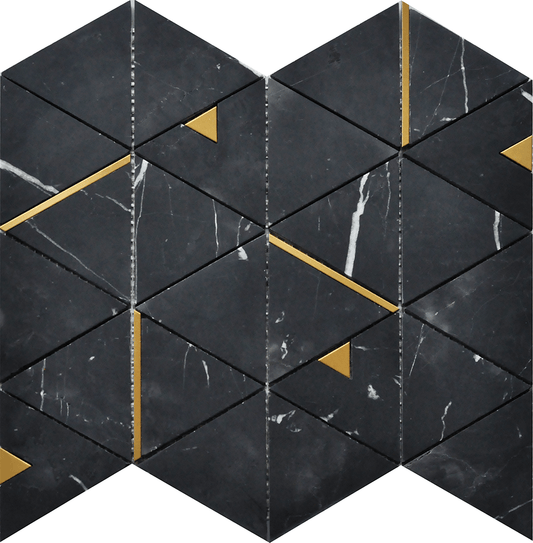 Nero Marquina Triangle 12X14 Mosaic USTMTRWM05 Residential Only