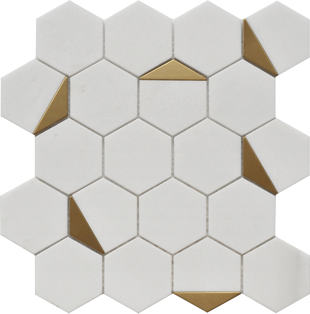 Thassos Hexagon 12x13 Mosaic USTOCWM09 Residential Only
