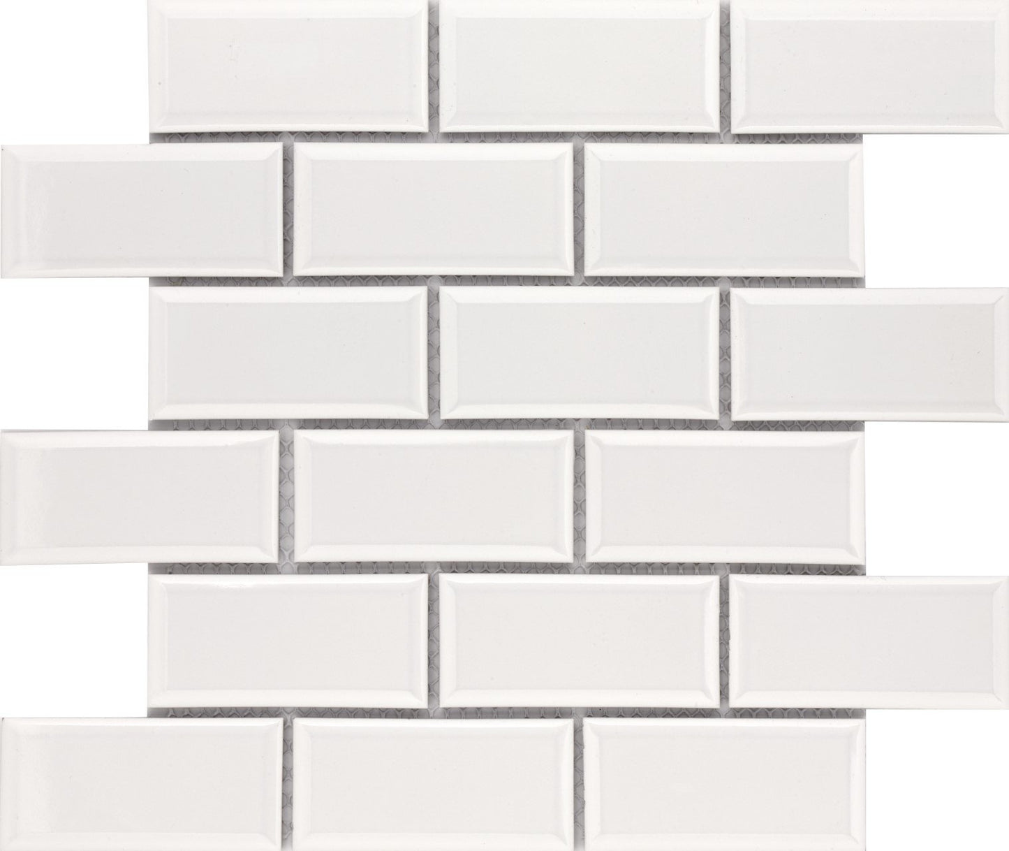 White Bright 2x4 Brick Beveled 12×12 Mosaic U081BV-12MT * Wall Only